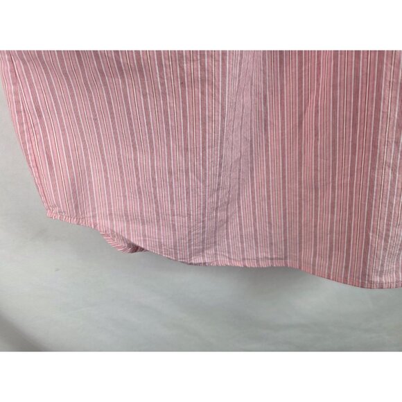 Talbots Womens Shirt Plus Size 3X Pink Striped Short Sleeve Ruffle Blouse Top - Picture 7 of 10